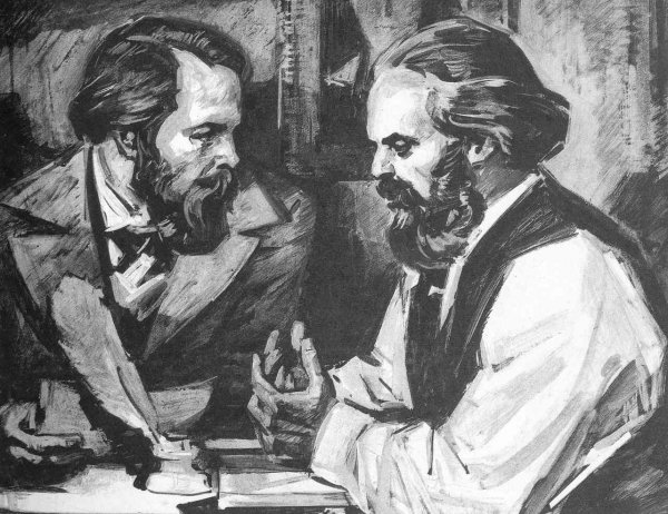 Marx and Engels talking